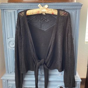 Black long sleeve sweater wrap